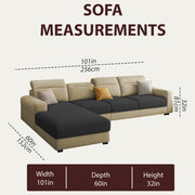 Orion LHS 6 Seater L Shape Sofa Set for Living Room (Cream Black Colour) Premium Fabric Sofa