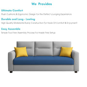 Evona 3 Seater Sofa Set for Living Room (Blue Grey Colour Fabric) Premium Fabric Sofa