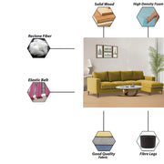 Charmi RHS 6 Seater L Shape Sofa Set for Living Room (Yellow Fabric) Premium Fabric Sofa