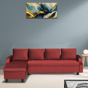 Asper LHS 6 Seater L Shape Sofa Set for Living Room (Maroon Fabric) Premium Fabric Sofa