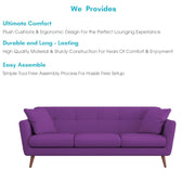 Letty 3 Seater Sofa Set for Living Room (Purple Colour) Premium Fabric Sofa