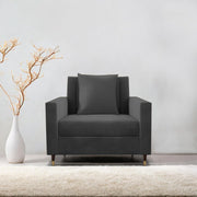 Garcia 1 Seater Sofa Set for Living Room (Black Colour) Premium Fabric Sofa