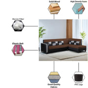 Nordy RHS 6 Seater L Shape Sofa Set for Living Room (Brown Black Colour) Premium Fabric Sofa Set