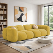 Casaliving Vetras Modern Velvet Bubble Cloud Sofa, Tufted Design Upholstered 3 Seater Sofa Set for Living Room,(Blue Colour) Premium Velvet Fabric Sofa