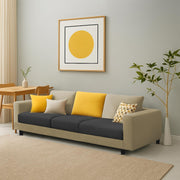 Minta 3 Seater Sofa Set for Living Room (Cream Black Colour Fabric) Premium Fabric Sofa