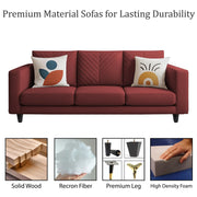 Casaliving Mikasa 3 Seater Sofa Set for Living Room (Black Colour Fabric) Premium Fabric Sofa