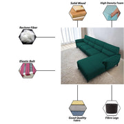 Janifer RHS 6 Seater L Shape Sofa Set for Living Room (Pine Colour) Premium Fabric Sofa Set