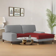 Latieo RHS 2 Seater Lounger L Shape Sofa Set for Living Room (Maroon Grey) Premium Fabric Sofa