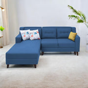 Lifestyle 4 Seater LHS L Shape Sofa Set for Living Room - (Blue Fabric) Premium Fabric Sofa Set