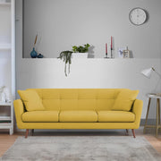 Letty 3 Seater Sofa Set for Living Room (Yellow Colour) Premium Fabric Sofa