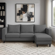 Mikasa 4 Seater RHS L Shape Sofa Set for Living Room (Dark Grey Fabric) Premium Fabric Sofa Set for Living Room