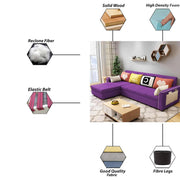 Denis 5 Seater L Shape Sofa Set for Living Room (Purple Fabric) Premium Fabric Sofa