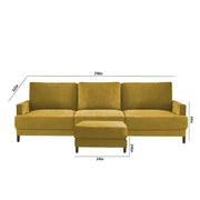 Oudrey 3 Seater Sofa Set with Center Table for Living Room (Yellow Colour) Premium Fabric Sofa