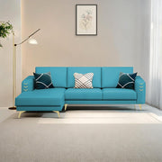 Falco LHS 4 Seater L Shape Sofa Set for Living Room (Turquise Fabric) Premium Fabric Sofa
