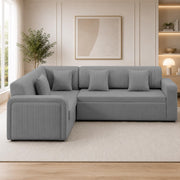 Casaliving Rion 6 Seater L Shape Corner Sofa Cum Bed for Living Room (Black Fabric) Premium Fabric Sofa Cum Bed