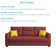 Evona 3 Seater Sofa Set for Living Room (Maroon Colour Fabric) Premium Fabric Sofa