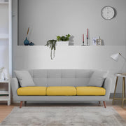 Letty 3 Seater Sofa Set for Living Room (Yellow Grey Colour) Premium Fabric Sofa