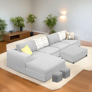 Badger RHS 8 Seater L Shape Sofa Set with Center Table for Living Room (Grey Fabric) Premium Fabric Sofa