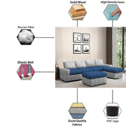 Rone 6 Seater L-Shaped & U-Shaped Sofas Set for Living Room – (Blue Grey Colour Fabric) Premium Comfort Sofa