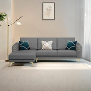 Falco LHS 4 Seater L Shape Sofa Set for Living Room (Dark Grey Fabric) Premium Fabric Sofa