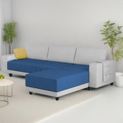 Linus RHS 4 Seater L Shape Sofa Set for Living Room (Blue Grey Fabric) Premium Fabric Sofa