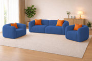 Vesta Modern Velvet Bubble Cloud Sofa, Tufted Design Upholstered 3+1+1 Seater Sofa Set for Living Room, (Black Colour) Premium Velvet Fabric Sofa