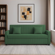 Cameron 3 Seater Sofa Cum Bed for Living Room (Green Fabric) Premium Fabric Sofa