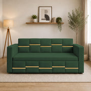 Casaliving Mordo 3 Seater Sofa Cum Bed for Living Room (Black Fabric) Premium Fabric Sofa Set
