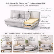 Danny 3 Seater Sofa Cum Bed Leatherette Fabric (Black) with Two Cushions Perfect for |Home Living |Office Room and Guest Room Premium Sofa