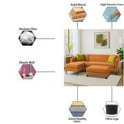 Neyami LHS 4 Seater with Ottoman L Shape Sofa Set for Living Room (Orange) Premium Fabric Sofa Set