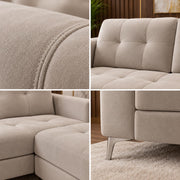 Casaliving Flexora Modern Velvet Fabric Upholstered 3 Seater Sofa Set with Ottoman for Living Room, Premium Velvet Fabric Sofa (Black Colour)