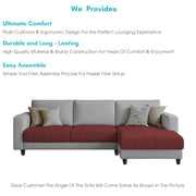 Oslo 4 Seater RHS L Shape Sofa Set for Living Room (Maroon Grey Fabric) Premium Fabric Sofa Set for Living Room