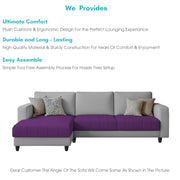 Oslo 4 Seater LHS L Shape Sofa Set for Living Room (Purple Grey Fabric) Premium Fabric Sofa Set for Living Room