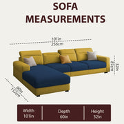 Orion LHS 6 Seater L Shape Sofa Set for Living Room (Blue Yellow Colour) Premium Fabric Sofa