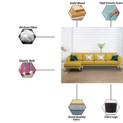 Falco LHS 6 Seater L Shape Sofa Set for Living Room (Yellow Fabric) Premium Fabric Sofa