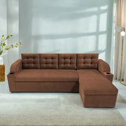 Grance LHS 4 Seater Corner Sofa Cum Bed for Living Room (Black Fabric) Premium Fabric Sofa