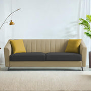 Casaliving Diego 3 Seater Sofa for Living Room (Black Grey Fabric) Premium Fabric Sofa