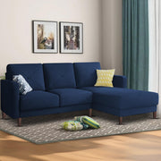 Swaloni RHS 4 Seater L Shape Sofa Set for Living Room (Blue) Premium Fabric Sofa