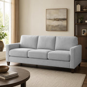 Casaliving Gladino Modern Velvet Fabric Sofa, Tufted Design Upholstered 3 Seater Sofa Set for Living Room, Premium Velvet Fabric Sofa (Black)