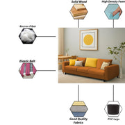 Minta 3 Seater Sofa Set for Living Room (Orange Colour Fabric) Premium Fabric Sofa