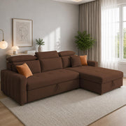Casaliving Gagnon LHS 4 Seater L Shape Corner Sofa Cum Bed for Living Room with Storage (Black Fabric) Premium Fabric Sofa Cum Bed