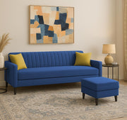 Casaliving Premium Conva Fabric 4 Seater L Shape Sofa Set 4 Seater Modern Sofa Set & Interchangeable Ottoman for Living Room (Blue Color Fabric)