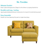 Casaliving Nancy 2 Seater with Ottoman Sofa Set for Living Room (Black Colour) Premium Fabric Sofa Set