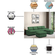 Rone 6 Seater L-Shaped & U-Shaped Sofas Set for Living Room – (Green Colour Fabric) Premium Comfort Sofa