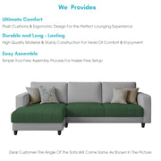 Oslo 4 Seater LHS L Shape Sofa Set for Living Room (Green Grey Fabric) Premium Fabric Sofa Set for Living Room