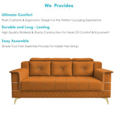 Julio 3 Seater Sofa Set for Living Room (Orange Colour Fabric) Premium Fabric Sofa