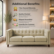 Casaliving Fento 3 Seater Sofa Set for Living Room, 3 Seater (Black) Colour Premium Velvet Fabric Sofa