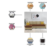 Inclair LHS 6 Seater L Shape Sofa Set for Living Room (Cream Brown Fabric) Premium Fabric Sofa