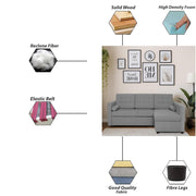 Megan RHS 4 Seater L Shaped Sofa Cum Bed for Living Room (Dark Grey Fabric) Premium Fabric Sofa