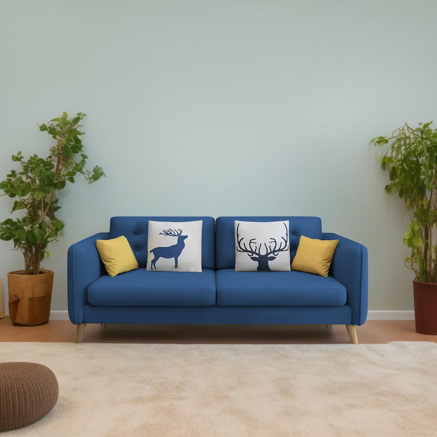 Duckby 3 Seater Sofa Set for Living Room (Black Colour) Premium Fabric Sofa